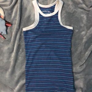 Blue whit and red striped tank top